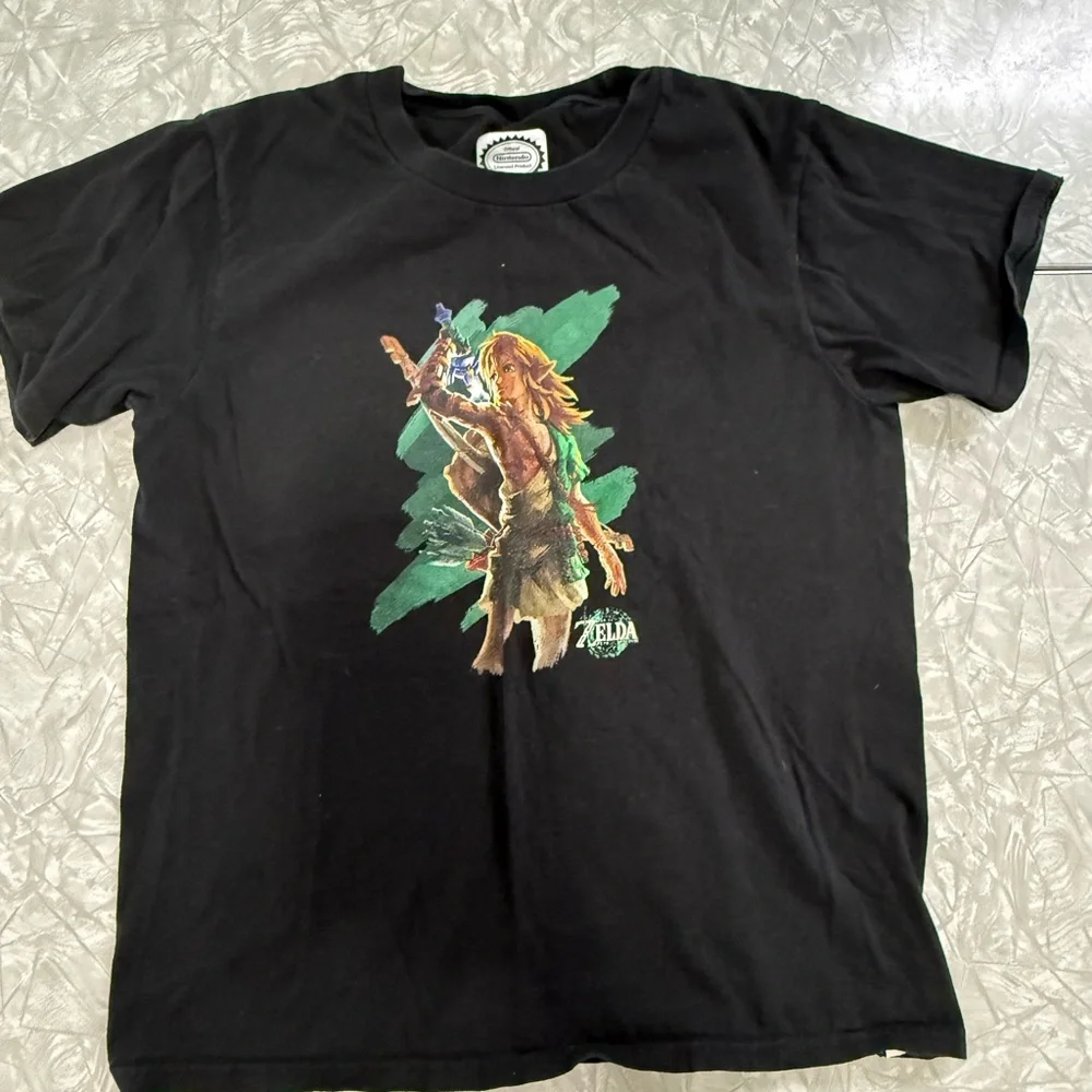 Legends of Zelda Nintendo Black Tee with White Official Licensed Logo - Picture 5 of 6